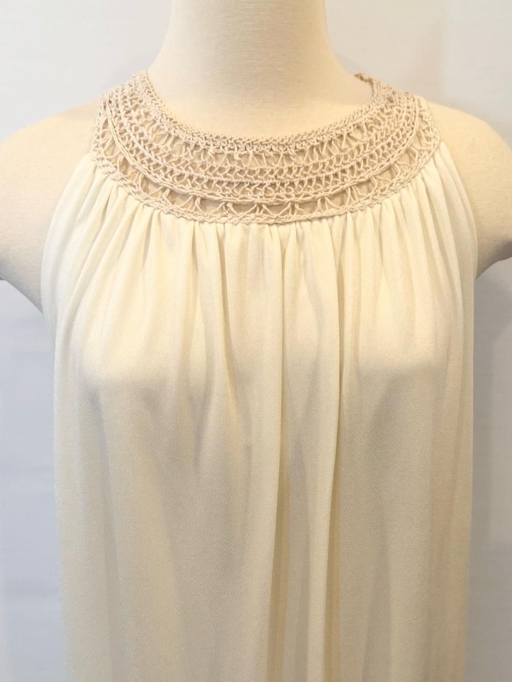 Joseph Magnin Silky Satin Ivory Vintage Goddess Maxi Gown Halter Kaftan Dress - Picture 13 of 15